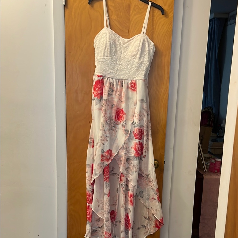 Floral White and Pink Women's Dress